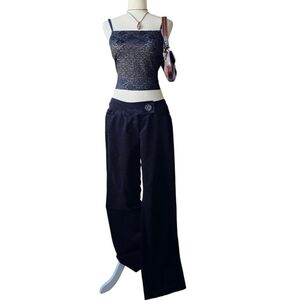 INC International Concepts Y2K Black Wide Leg Pants Size 8